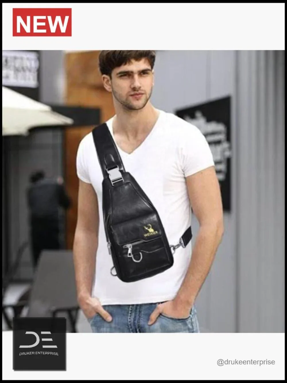 PU Leather Crossbody Sling Bag for Men Travel Daypack